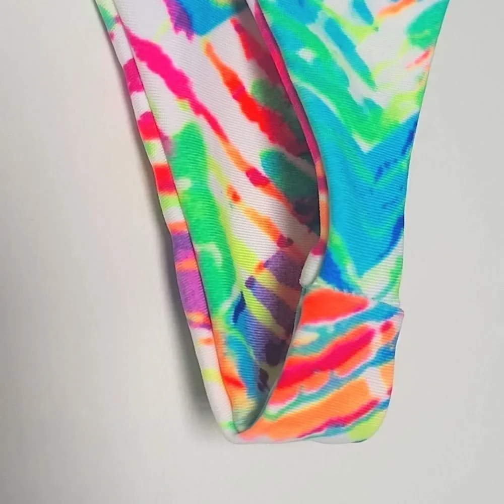 NWT Stone Cold Fox XS S Cheeky Thong Swim Bikini Bottom ColorFul Sexy Skimpy